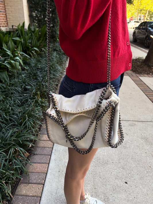 Stella McCartney Falabella Tote- Opal White Iridescent Vegan Leather