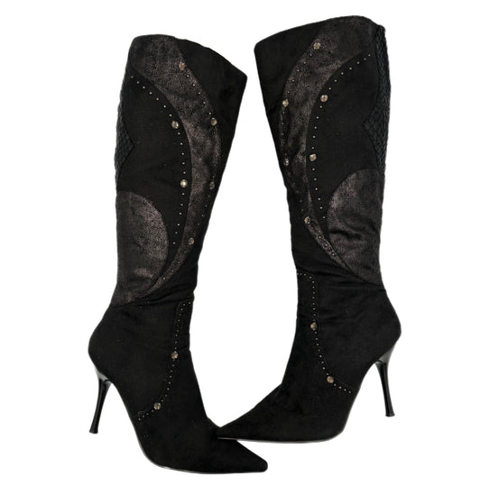 Paris Texas Embellished Knee-High Stiletto Boots- EU38