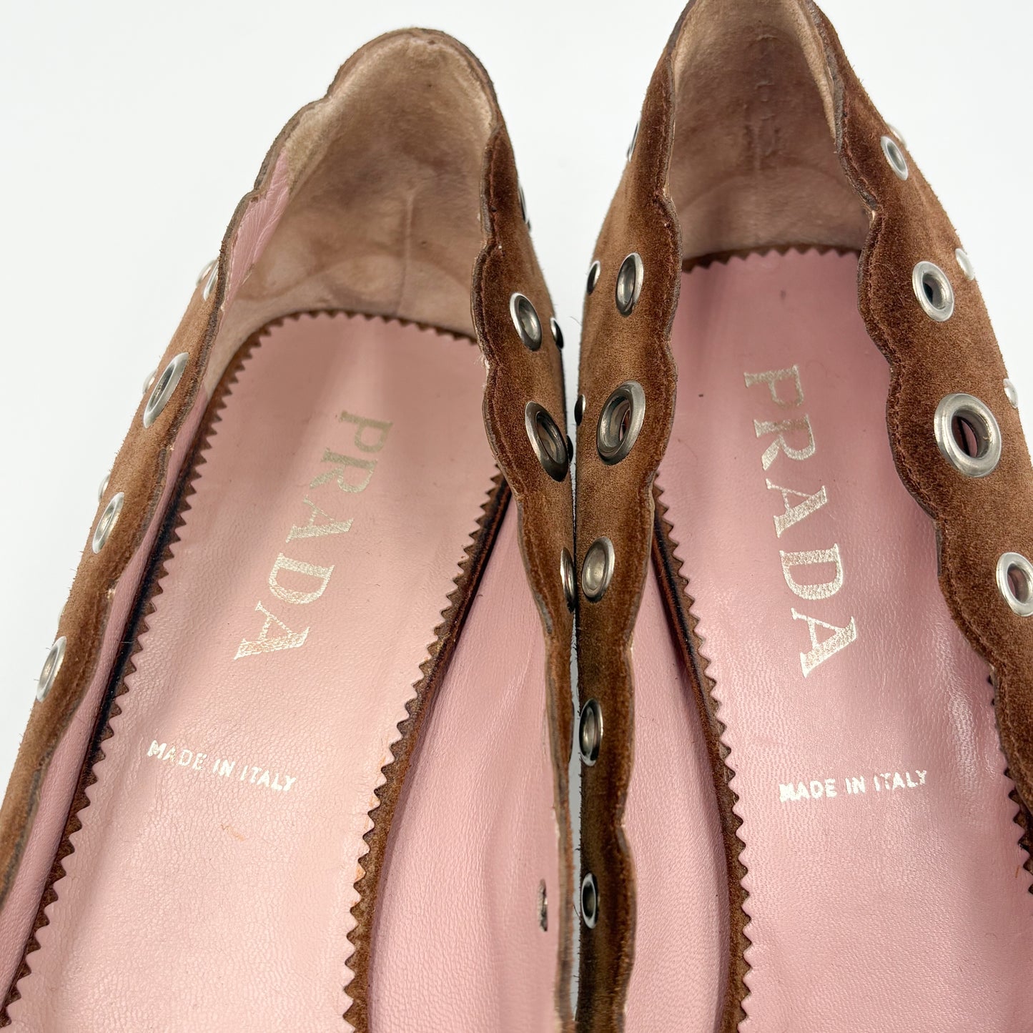 Prada brown suede eyelet mule heels- EU 40