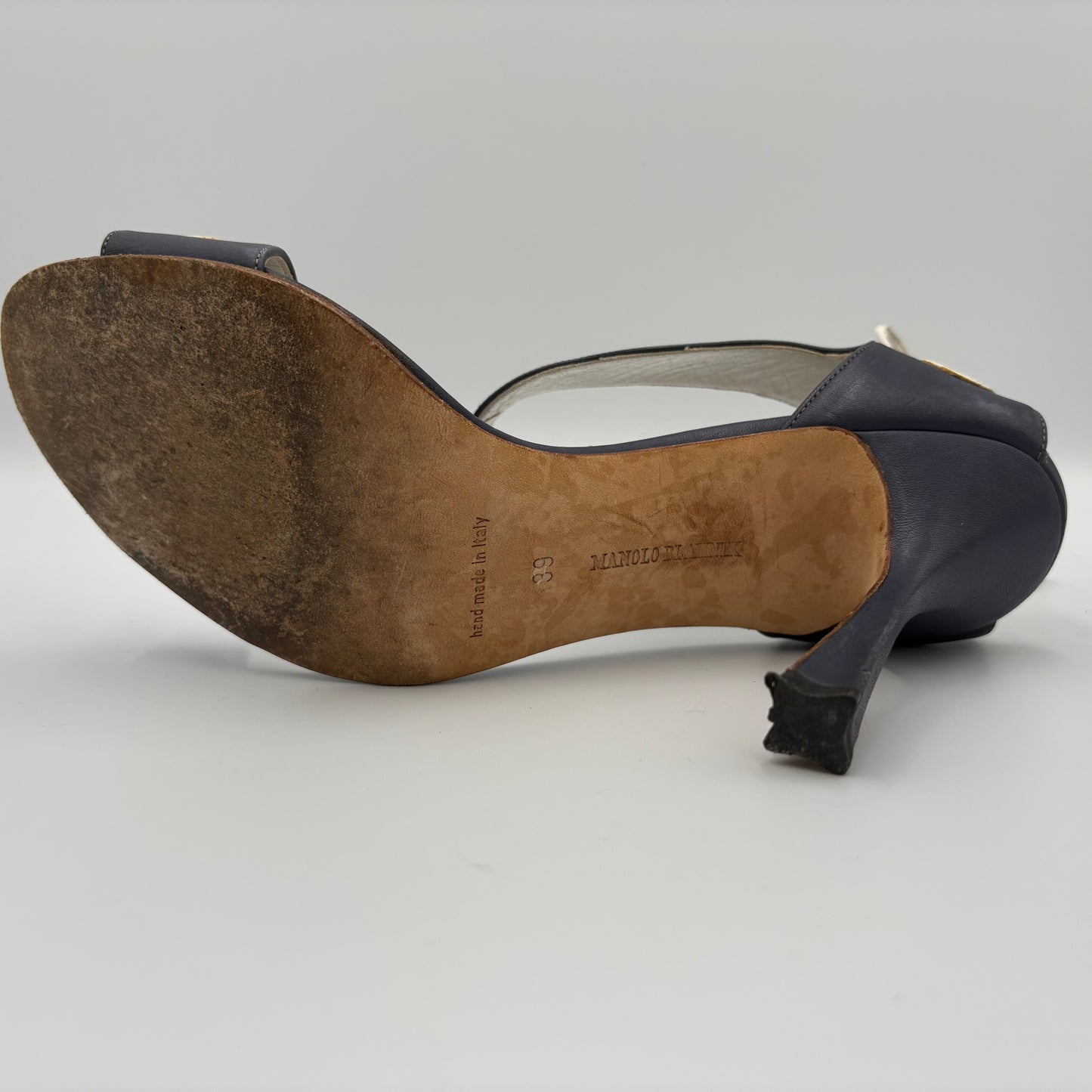 Manolo Blahnik White and Navy Stilettos- EU 39