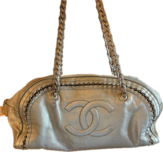 Chanel Metallic Gold Luxe Ligne Bowler Bag- Medium