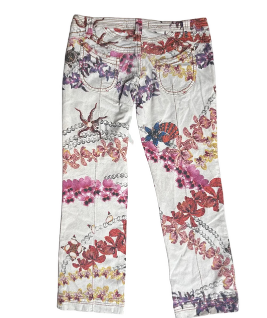 Just Cavalli Floral Chain Print Capri Jeans - Size 31