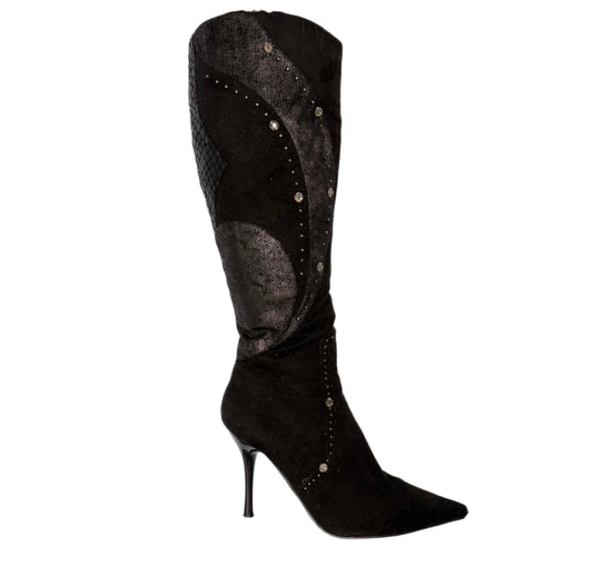 Paris Texas Embellished Knee-High Stiletto Boots- EU38