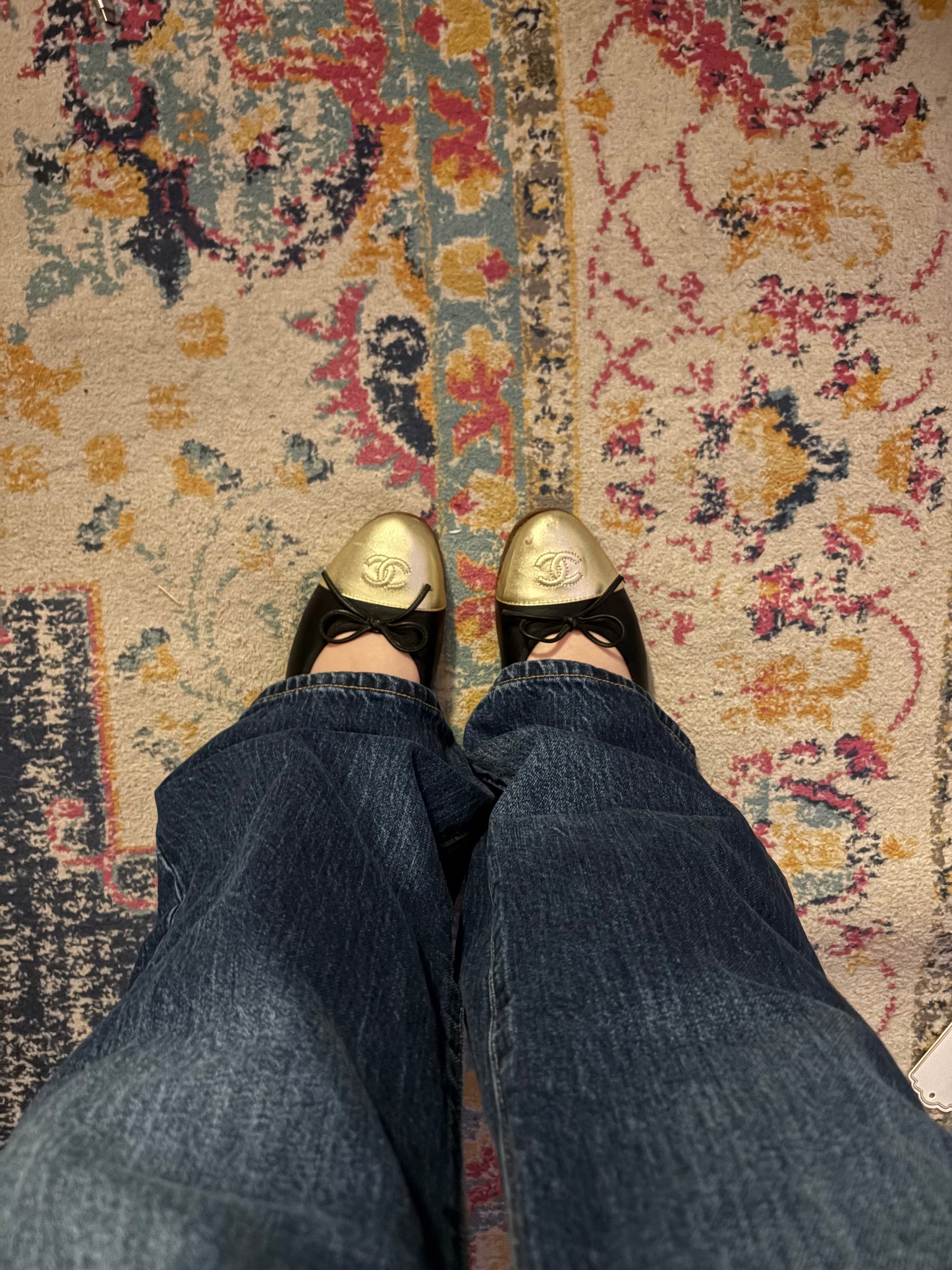 Chanel Ballet flats Gold/Black Size 8