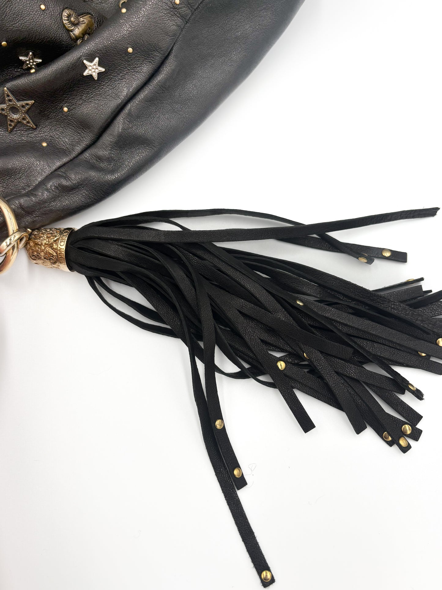 Jimmy Choo Celestial Charm Hobo Bag | Black Leather Zodiac Shoulder Bag