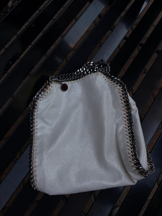 Stella McCartney Falabella Tote- Opal White Iridescent Vegan Leather