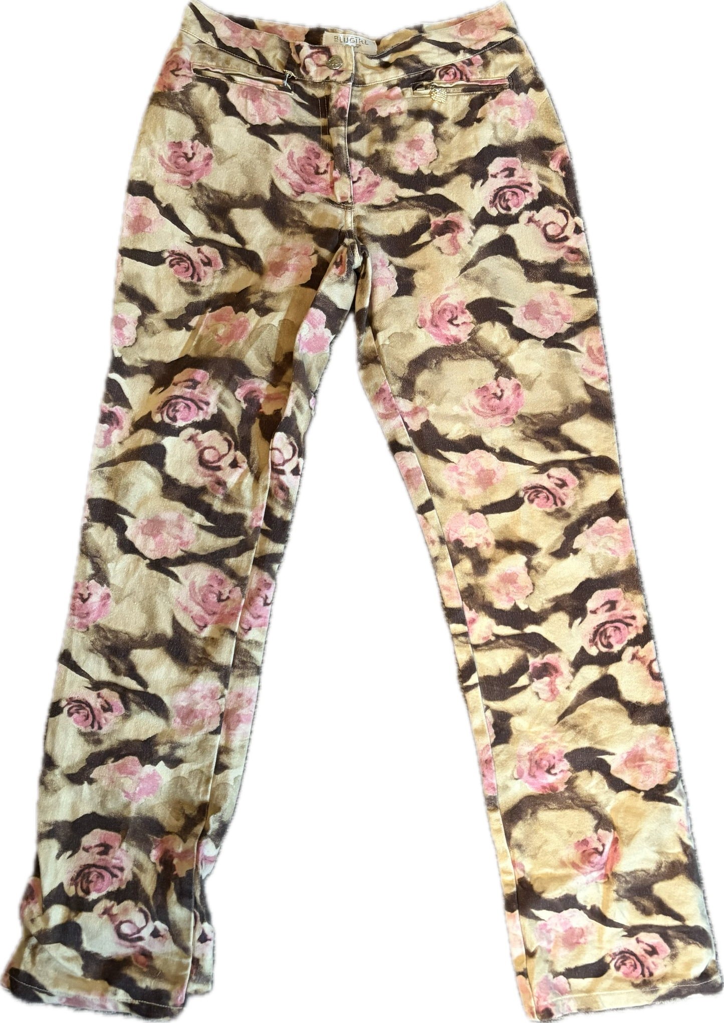 Blugirl Rose Print Stretch Jeans | Size 40 / US 4