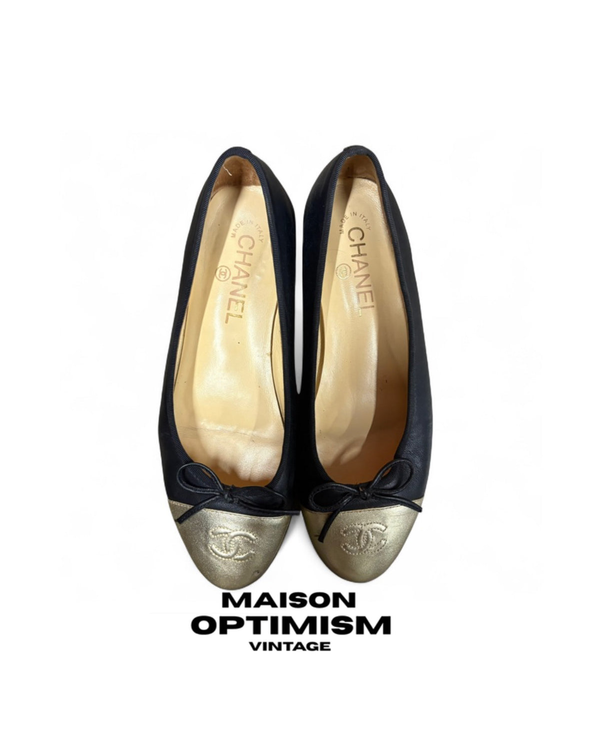 Chanel Ballet flats Gold/Black Size 8