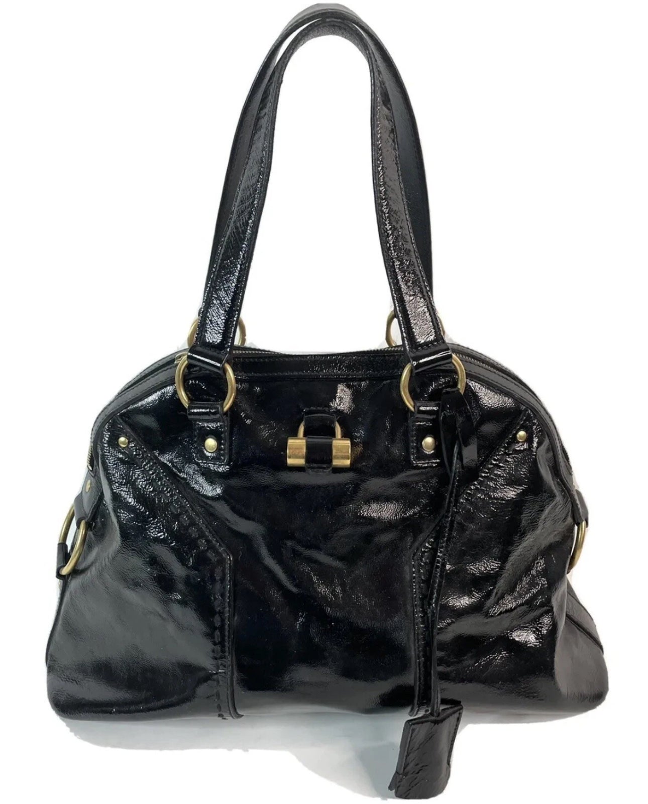 YSL Muse Large -vinyl black leather ￼