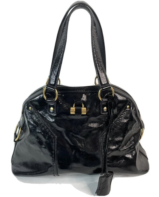 YSL Muse Large -vinyl black leather ￼