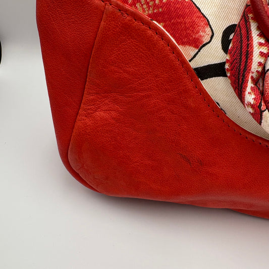 Roberto Cavalli Floral Canvas & Leather Shoulder Bag