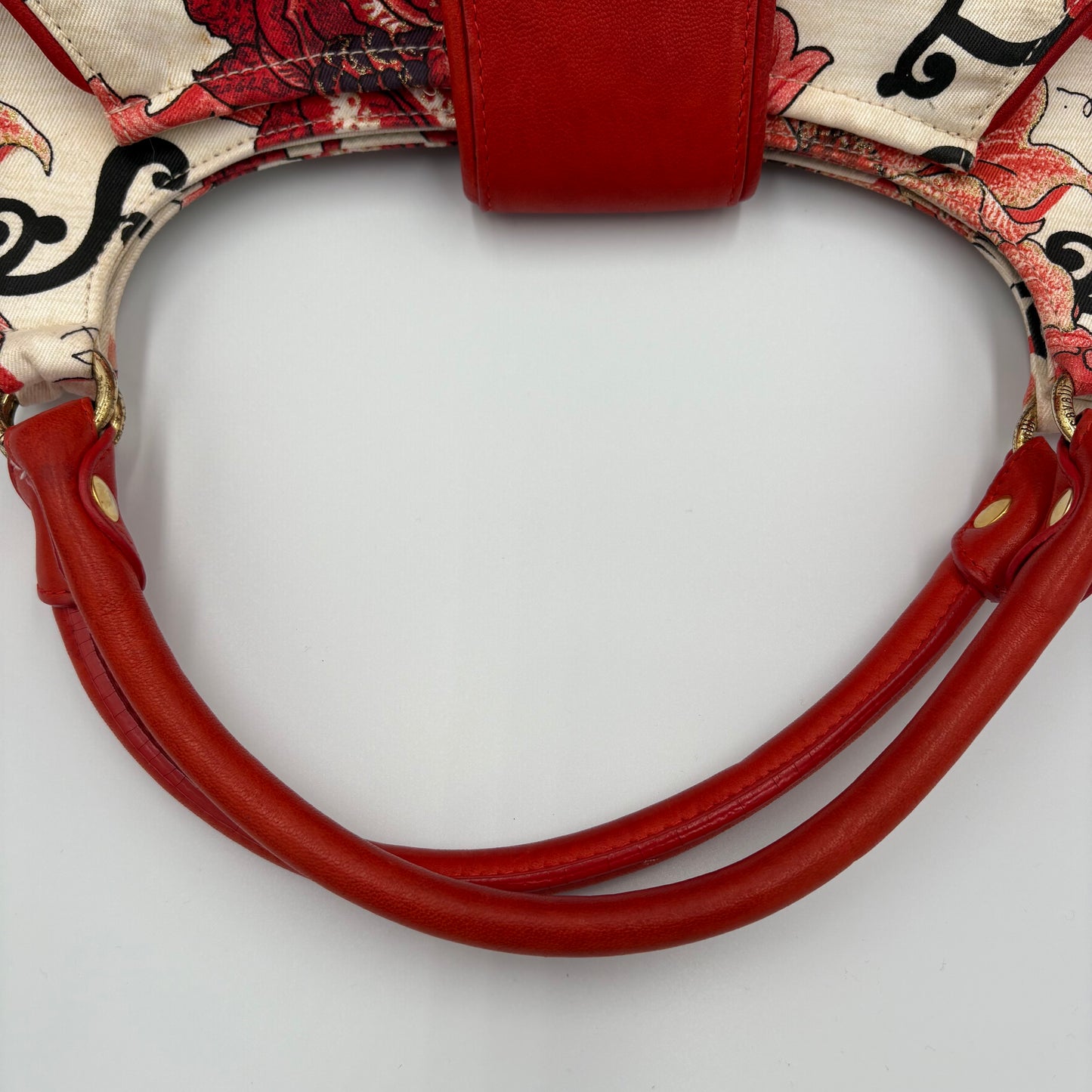 Roberto Cavalli Floral Canvas & Leather Shoulder Bag