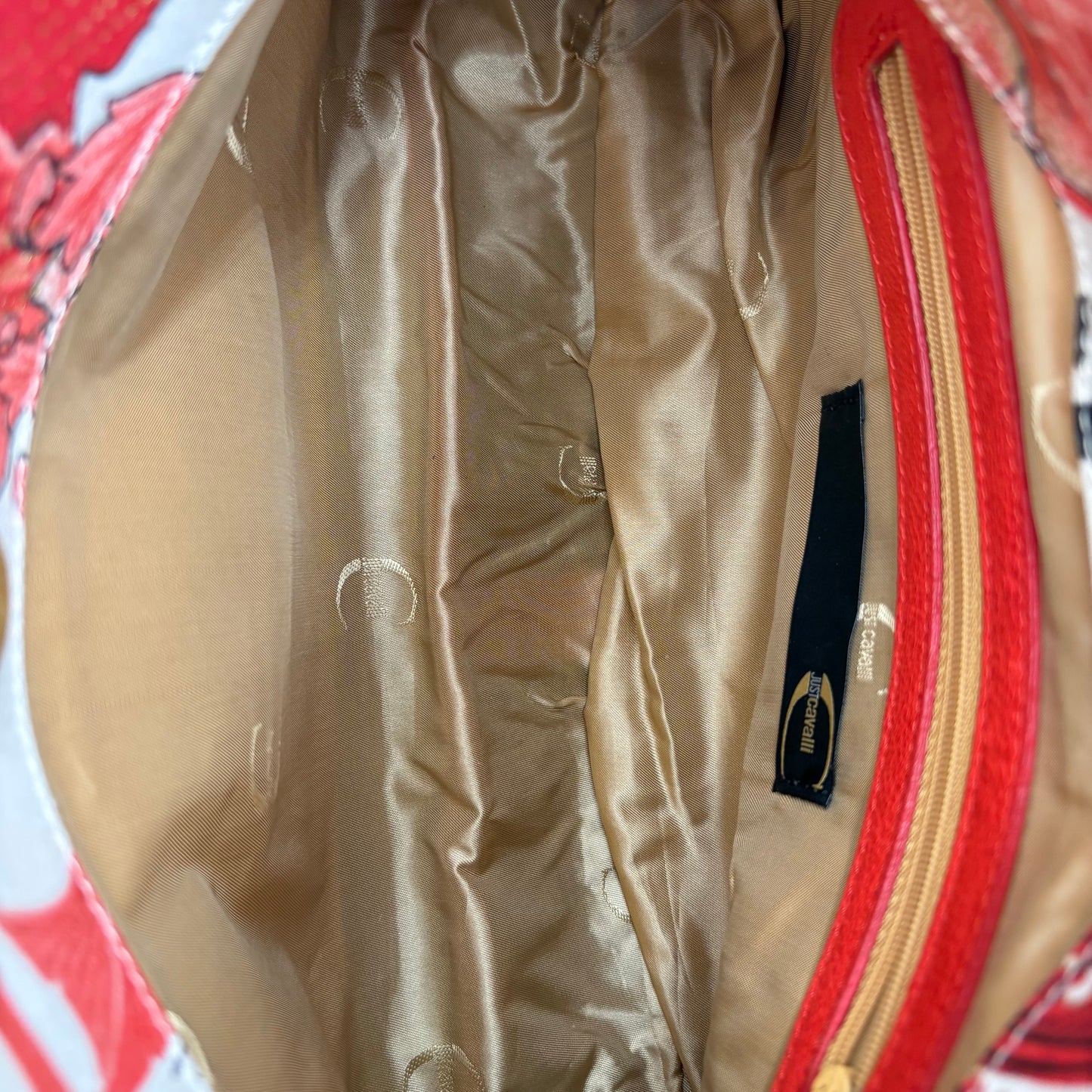 Roberto Cavalli Floral Canvas & Leather Shoulder Bag