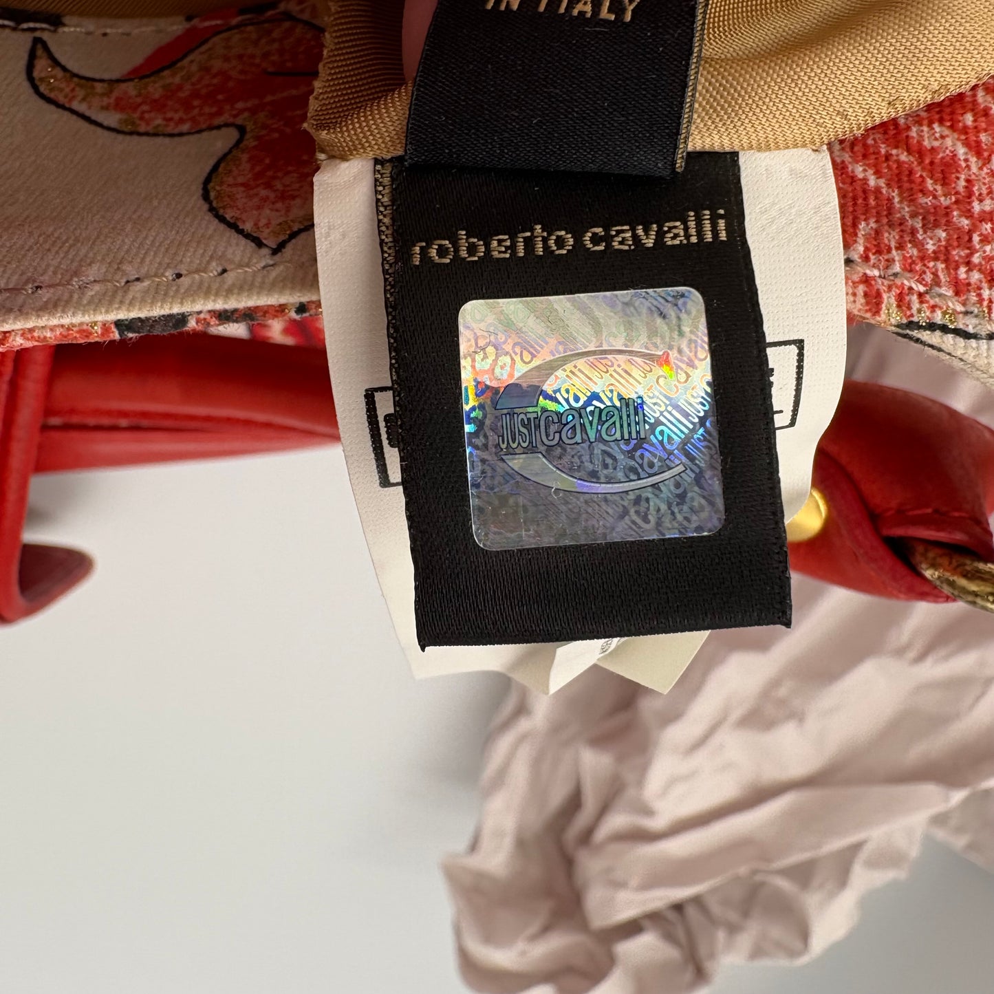 Roberto Cavalli Floral Canvas & Leather Shoulder Bag