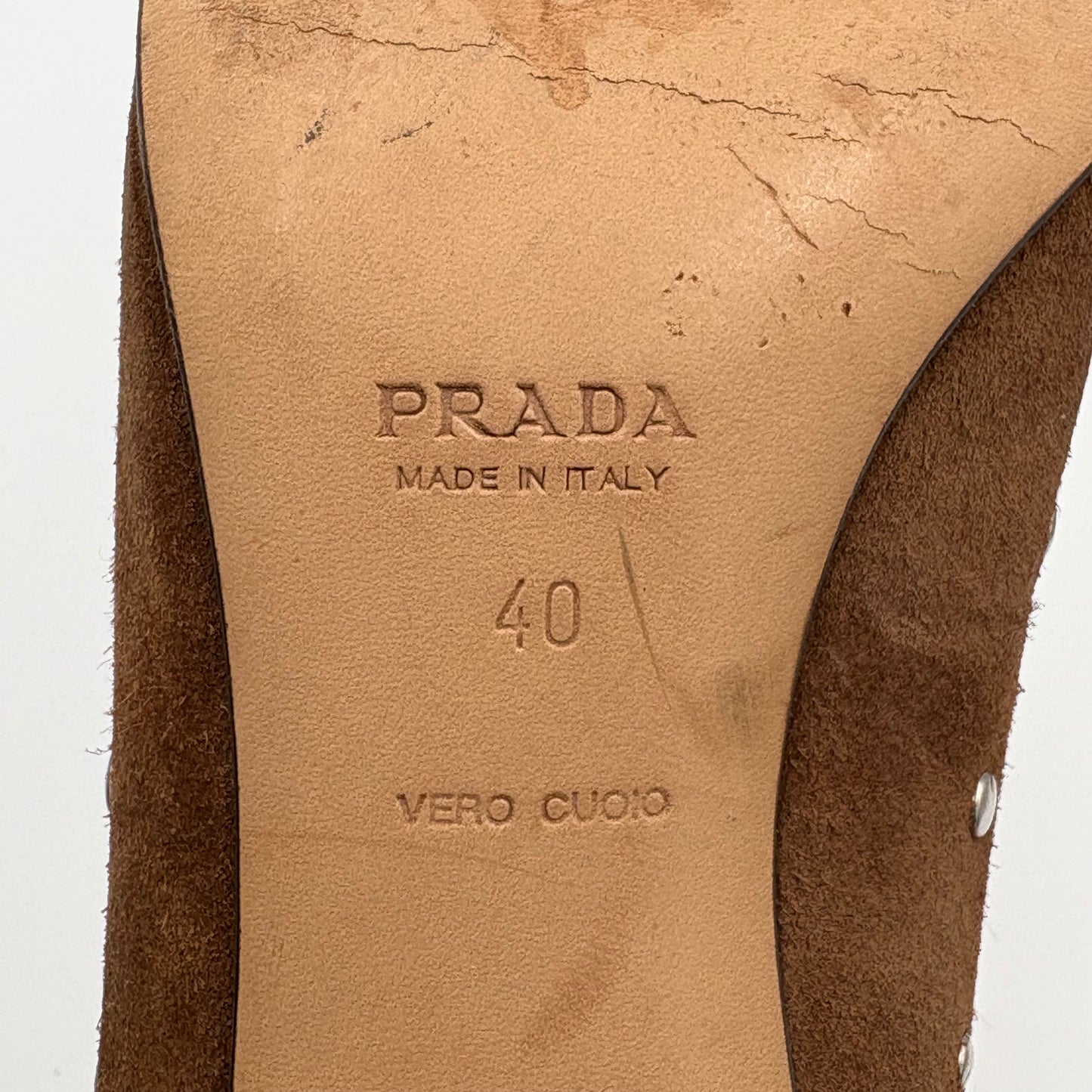 Prada brown suede eyelet mule heels- EU 40