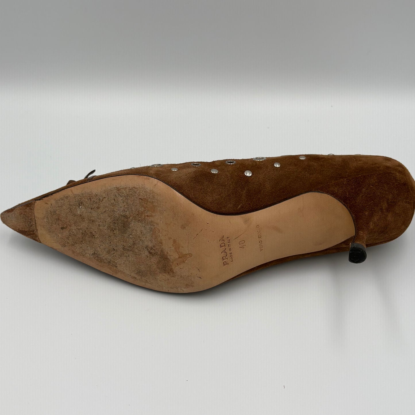 Prada brown suede eyelet mule heels- EU 40