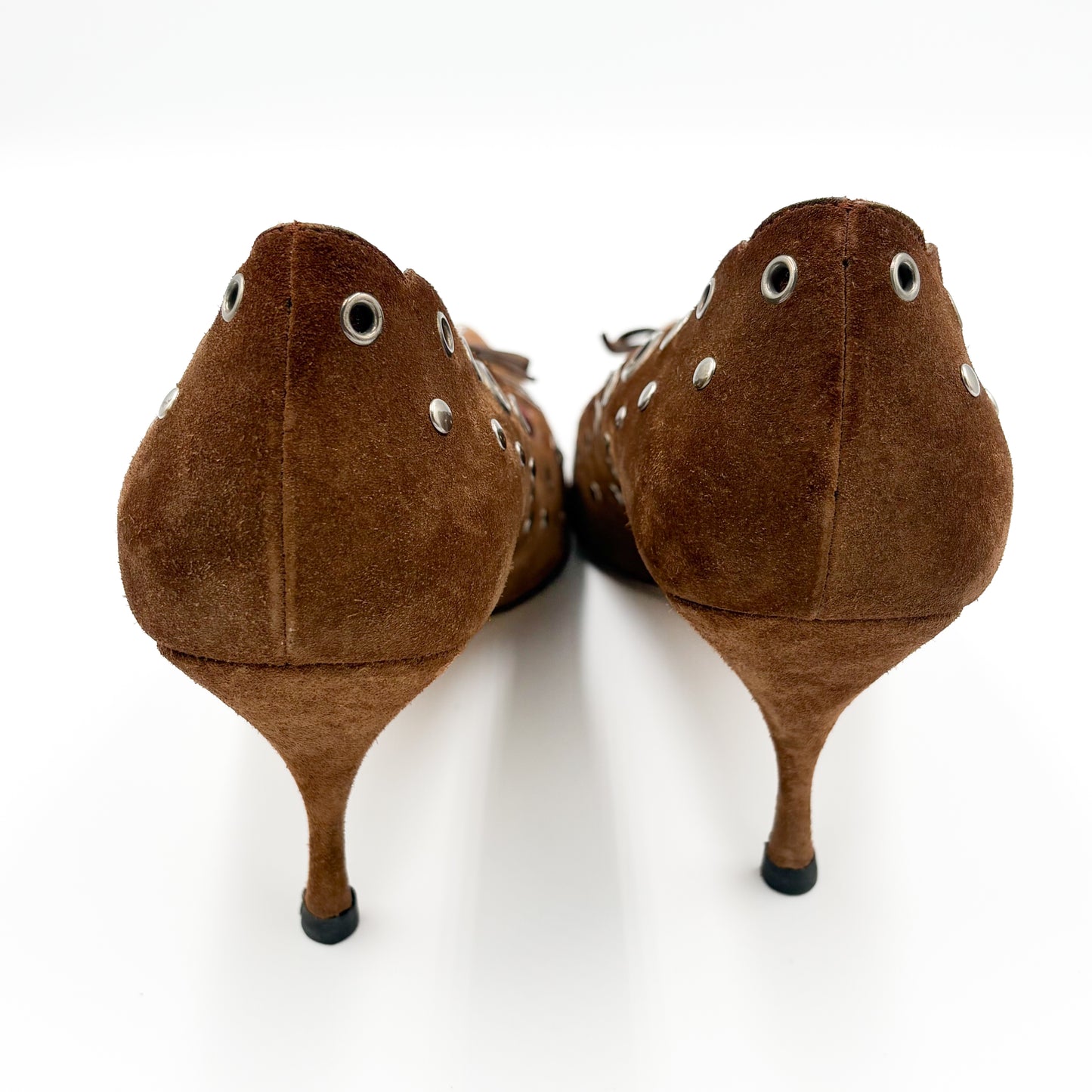 Prada brown suede eyelet mule heels- EU 40