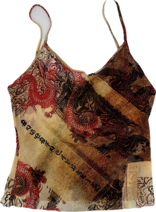 Roberto Cavalli Dragon Print Sheer tank