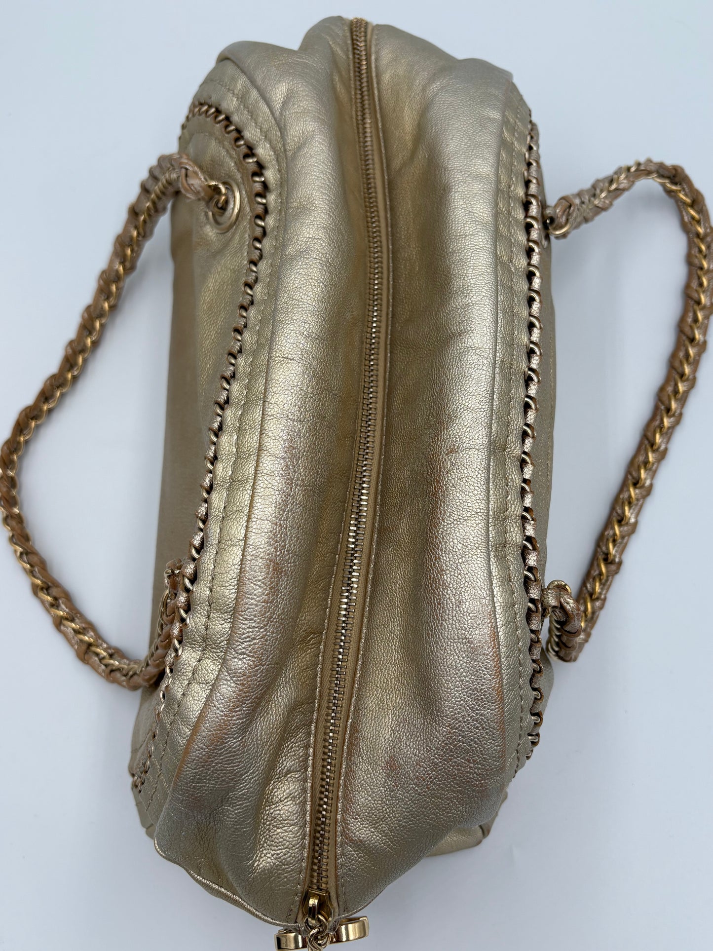 Chanel Metallic Gold Luxe Ligne Bowler Bag- Medium