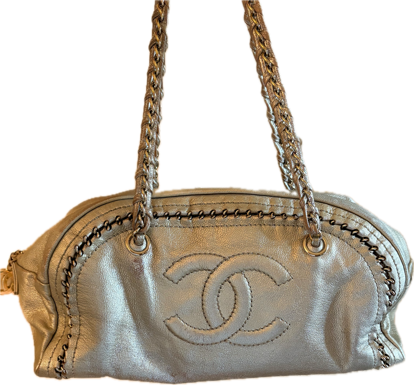 Chanel Metallic Gold Luxe Ligne Bowler Bag- Medium