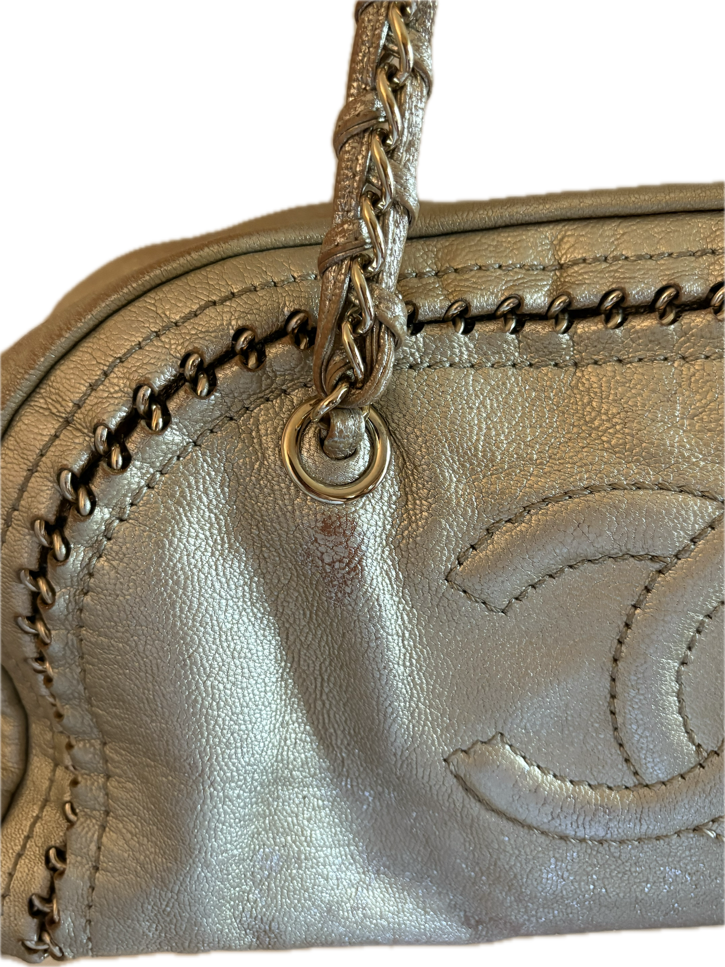 Chanel Metallic Gold Luxe Ligne Bowler Bag- Medium