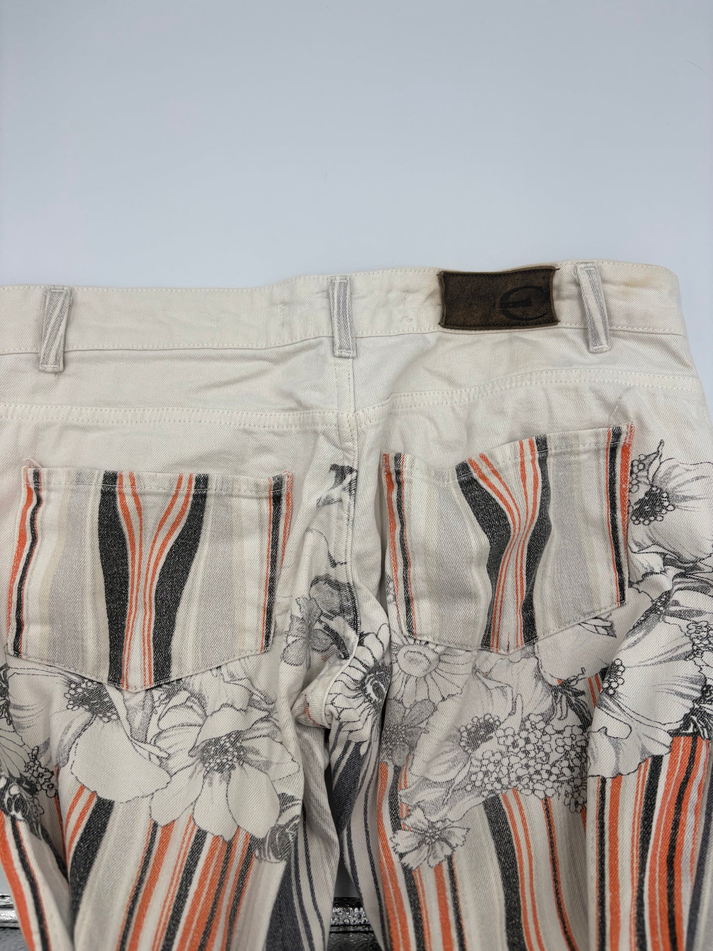 Vintage Just Cavalli Floral + Striped Bootcut Jeans- Size 28