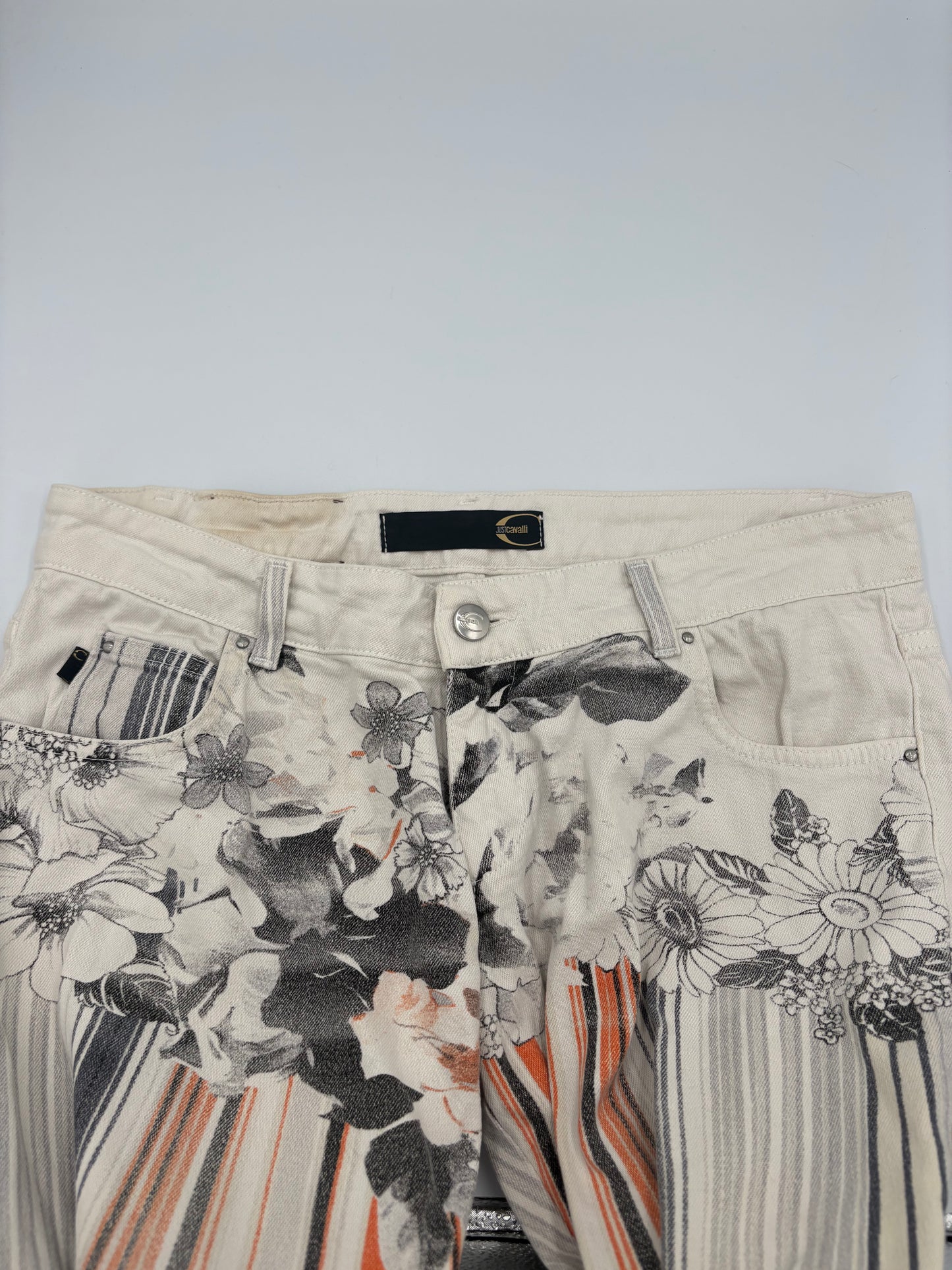 Vintage Just Cavalli Floral + Striped Bootcut Jeans- Size 28