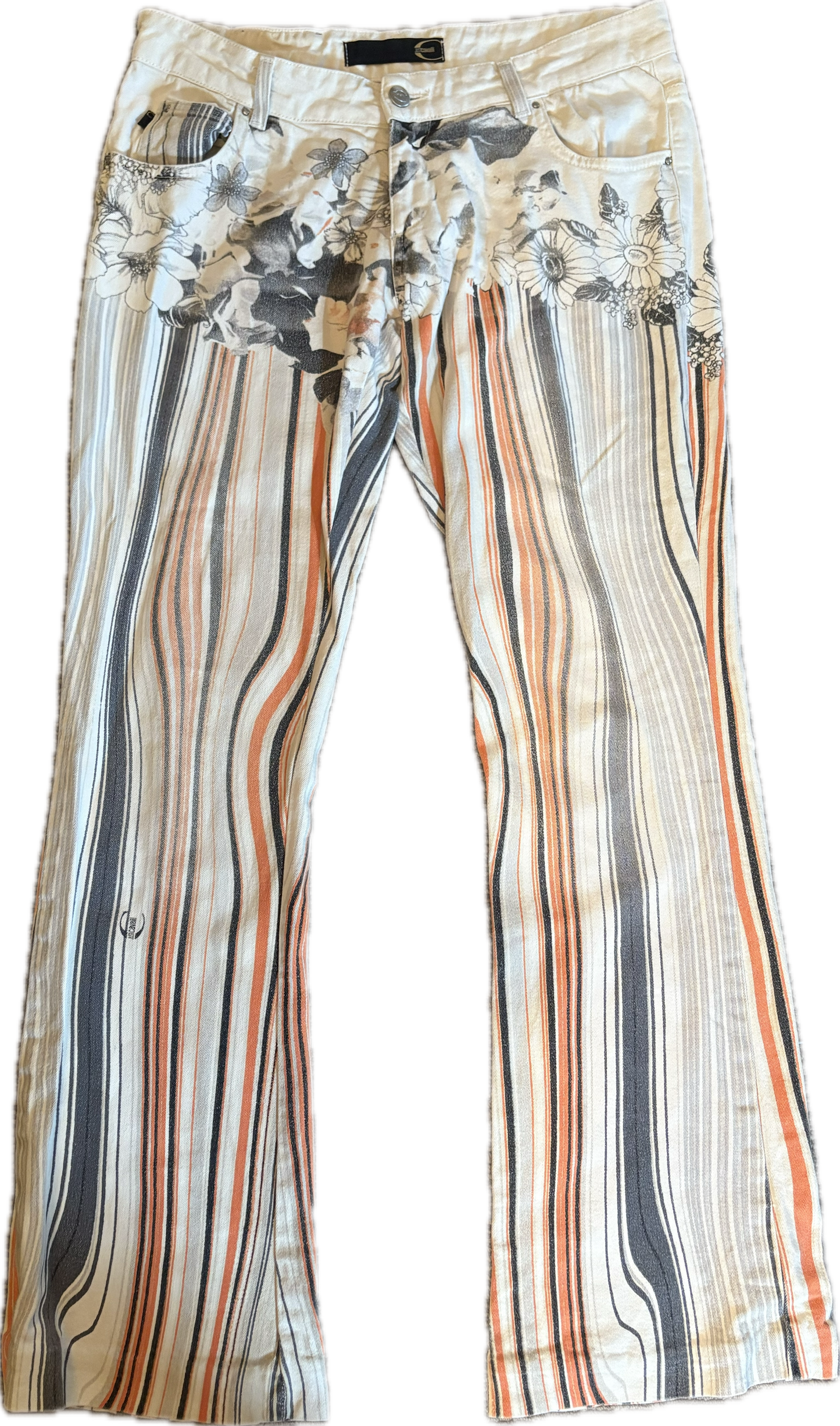 Vintage Just Cavalli Floral + Striped Bootcut Jeans- Size 28