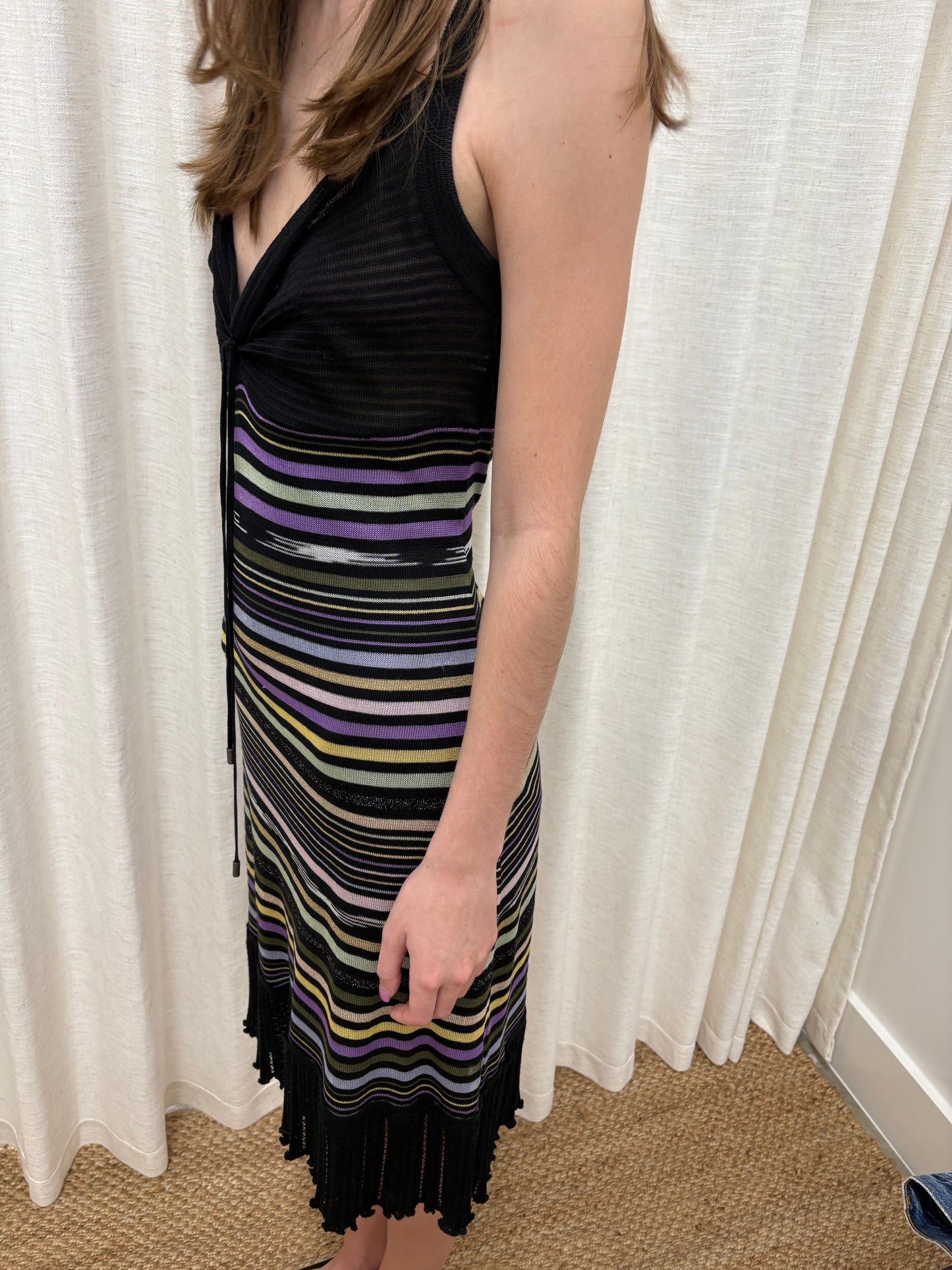 Missoni Black Striped Knit Midi Dress- US 6