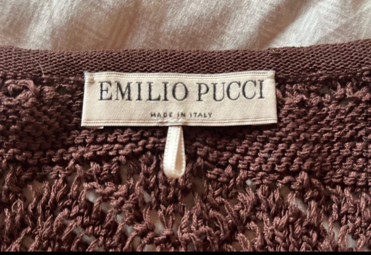 Emilio Pucci F/W 2014 Runway Brown Crochet Knit Tank Top- XS