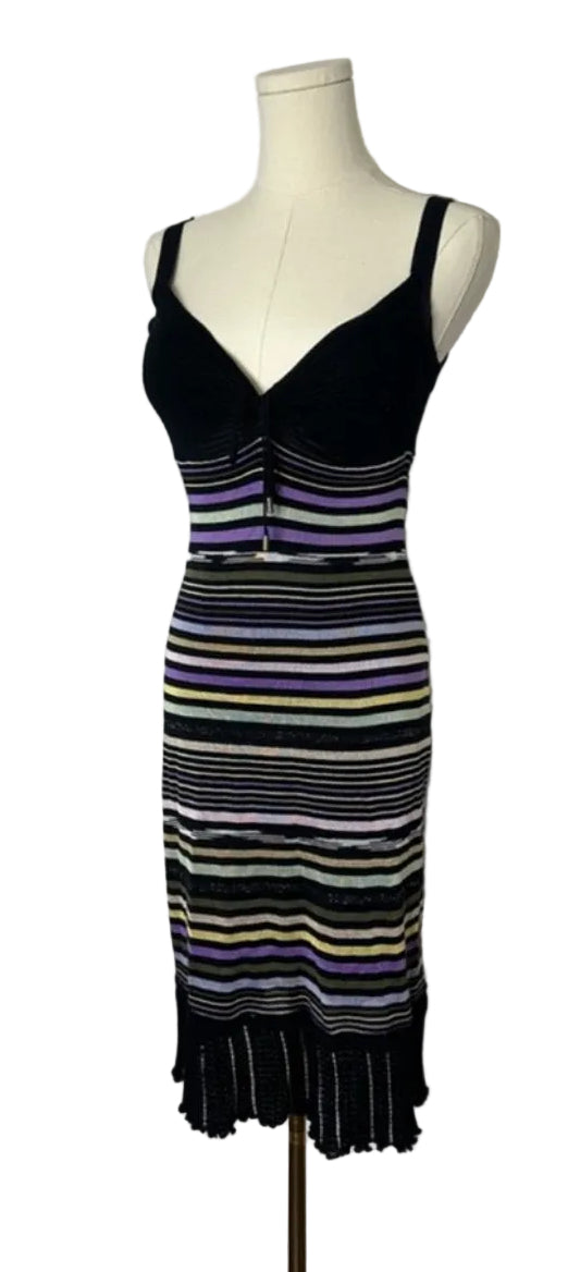 Missoni Black Striped Knit Midi Dress- US 6