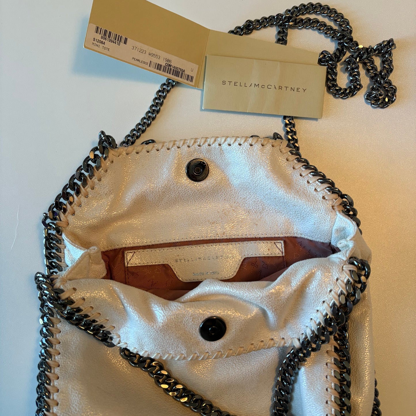 Stella McCartney Falabella Tote- Opal White Iridescent Vegan Leather