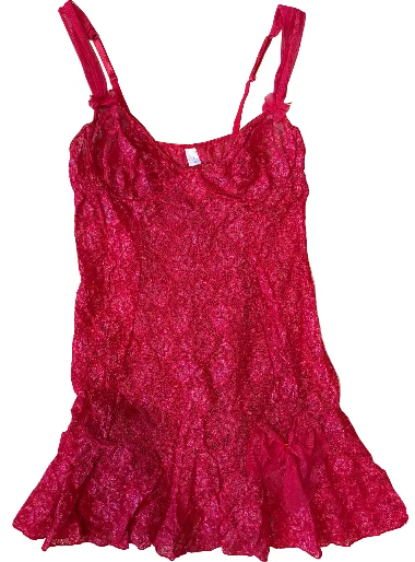 Vintage Red Lace Babydoll Mini Dress- Size L