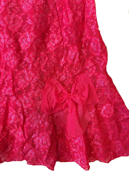Vintage Red Lace Babydoll Mini Dress- Size L