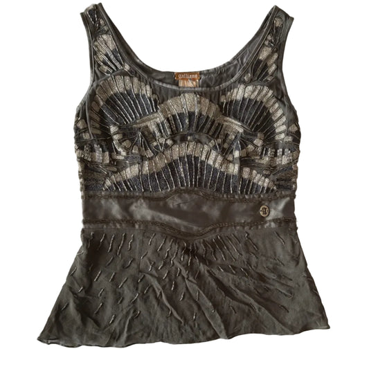 John Galliano Beaded Silk Tank Top