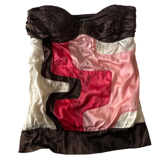 Bebe 2000s Satin Patchwork Top
