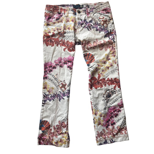 Just Cavalli Floral Chain Print Capri Jeans - Size 31